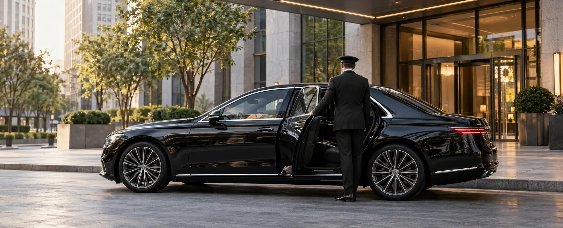 Black private car for chauffeur travel